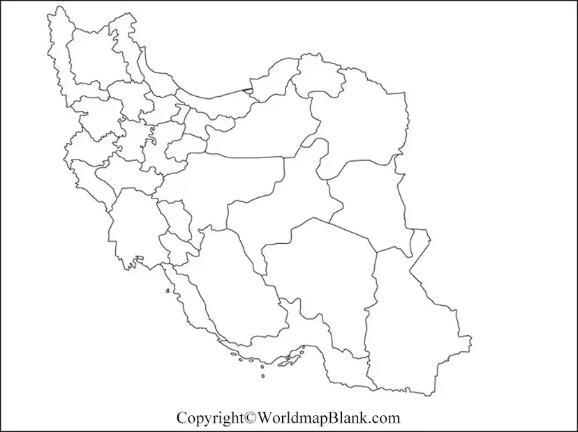 Map of Iran for Practice Worksheet