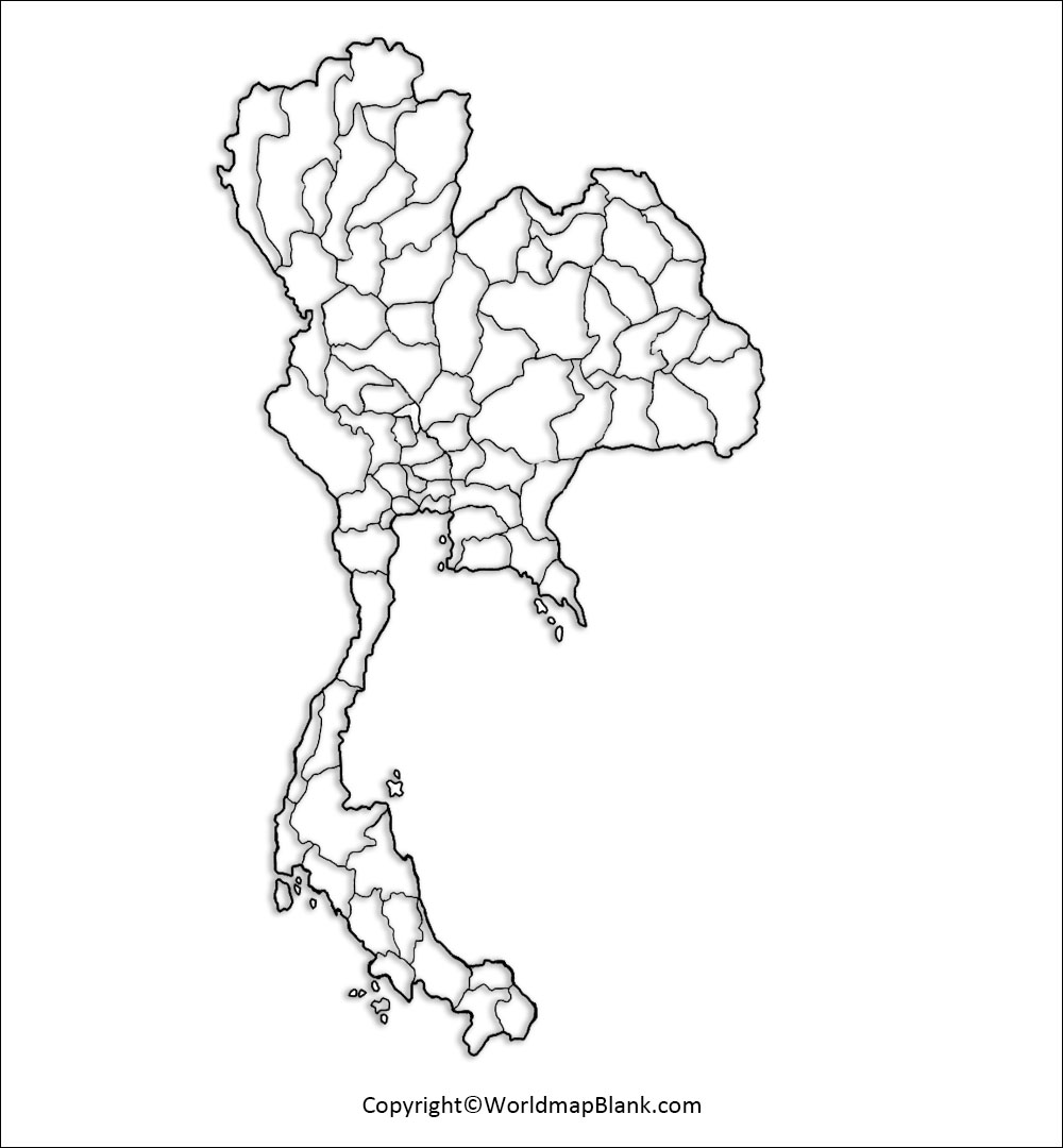 Mapa En Blanco De Tailandia Con Provincias