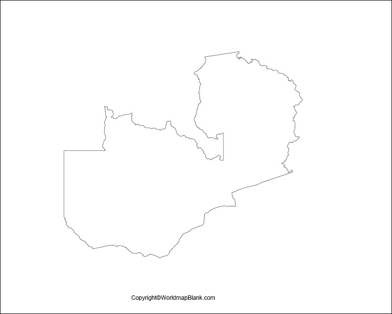 Map of Zambia for Practice Worksheet