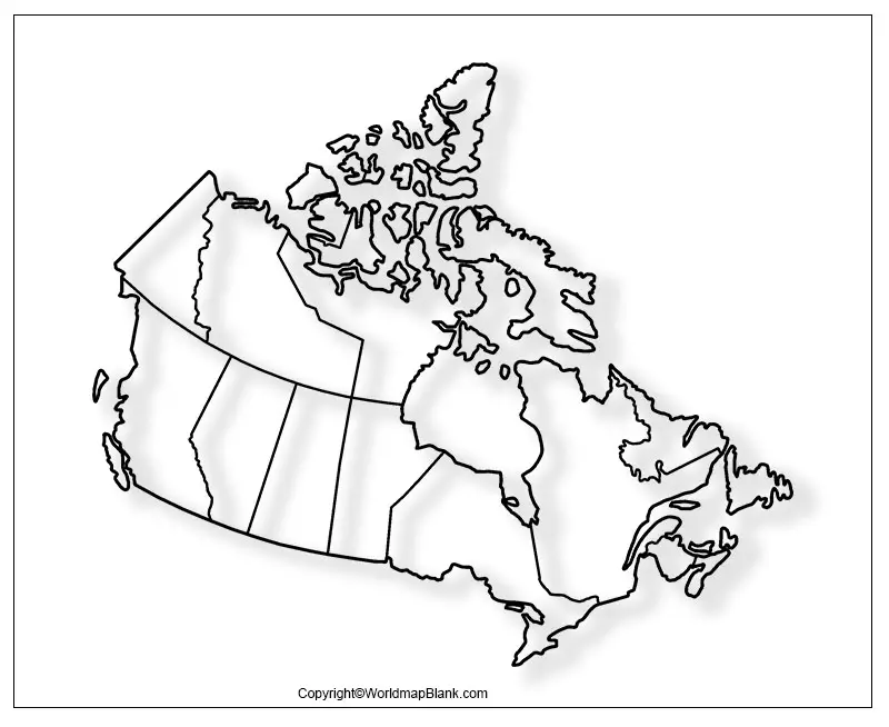 Karte von Kanada ohne Beschriftung