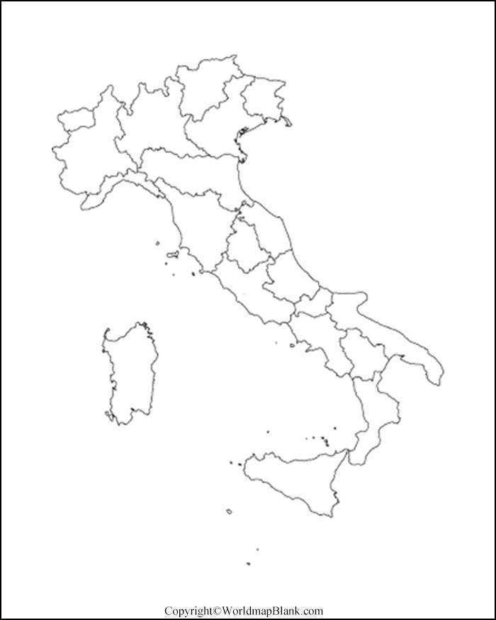 Printable Blank Map Of Italy Outline Transparent PNG Map