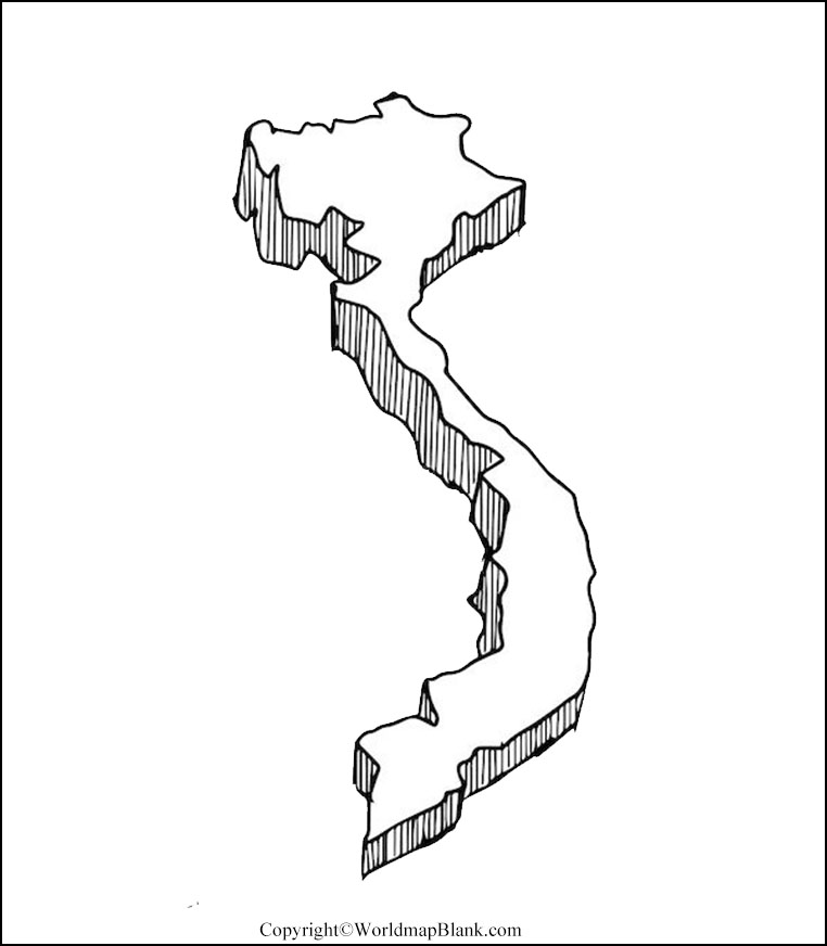 Printable Blank Map Of Vietnam Outline Transparent PNG Map
