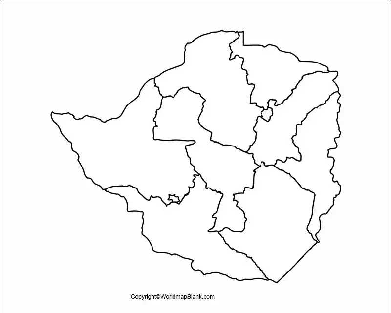 Printable Map of Zimbabwe