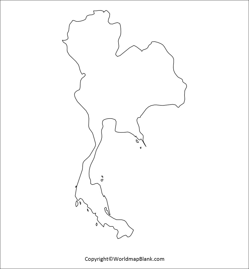 Mapa en blanco de Tailandia contorno esquema
