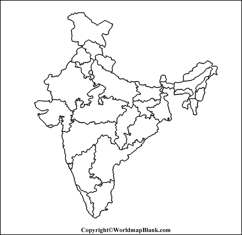 blank political map of india