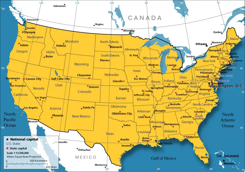 Mapa De Estados Unidos Para Imprimir