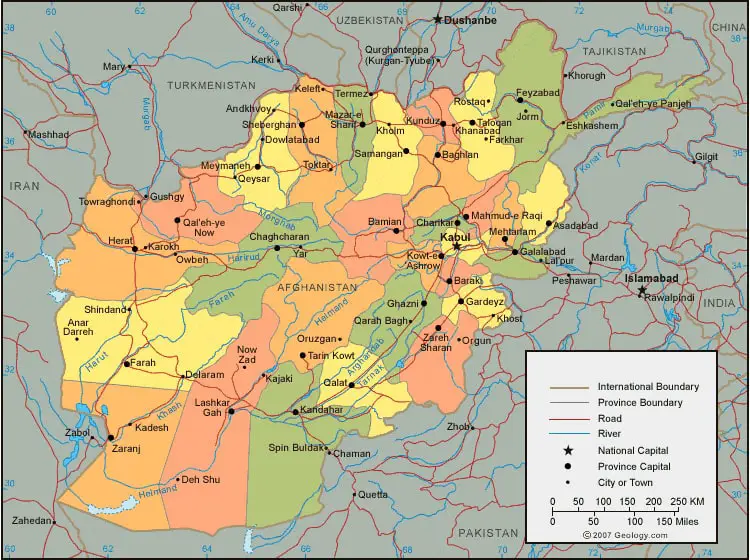 Labeled Map of Afghanistan