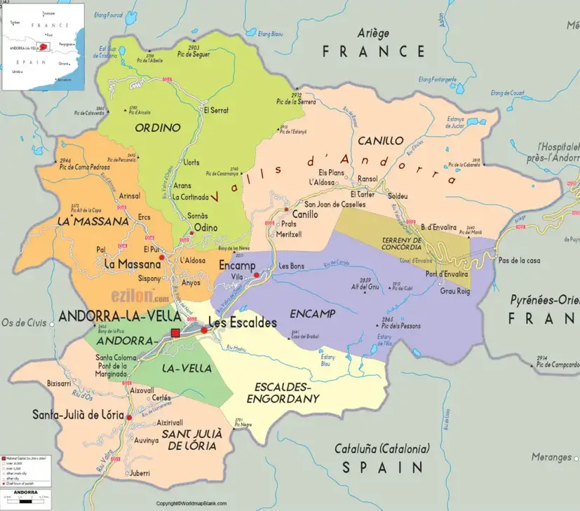 Labeled Map of Andorra