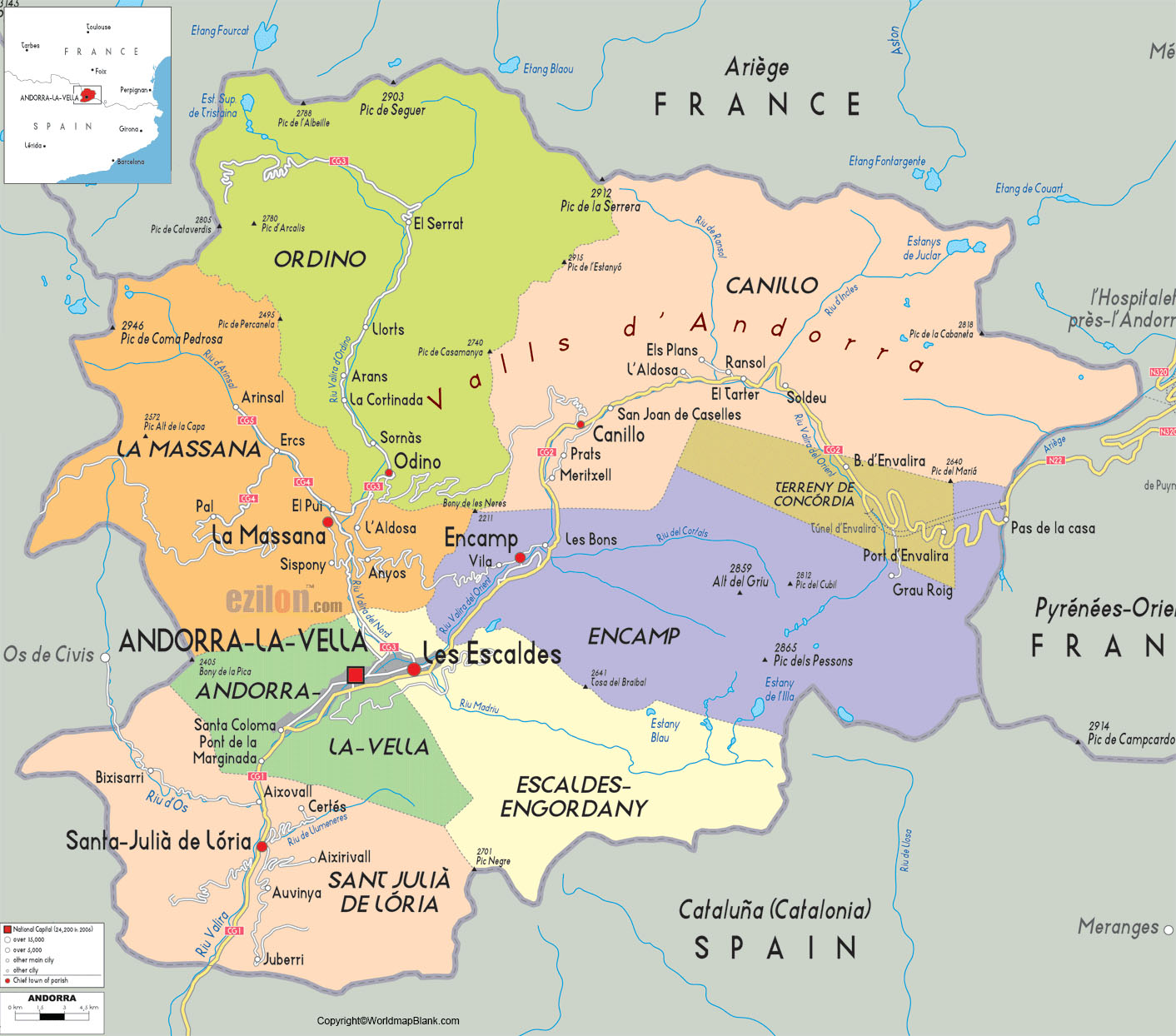 Labeled Map Of Andorra 