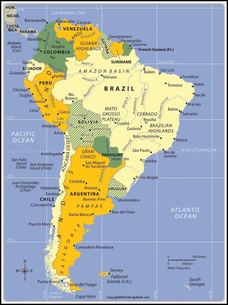 Labeled Map of Argentina with States, Capital & Cities