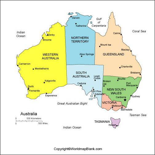 Map Of Australia With States And Cities Labeled Map Of Australia With States, Capital, Cities [Free]