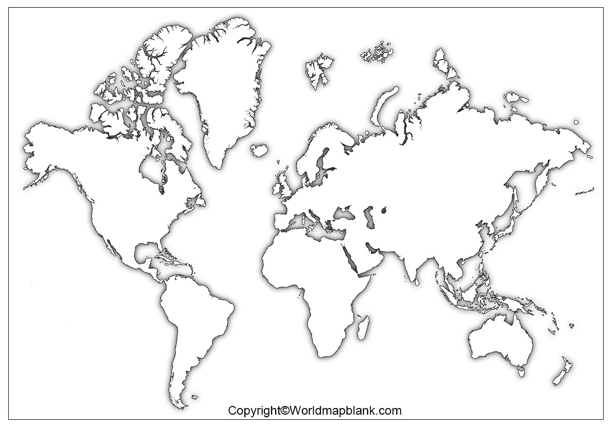 Leere Karte der Welt zum Ausdrucken
