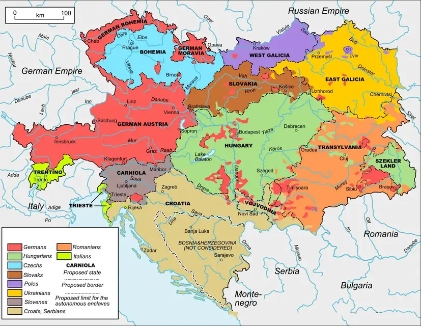 Labeled Map of Austrian Empire with States