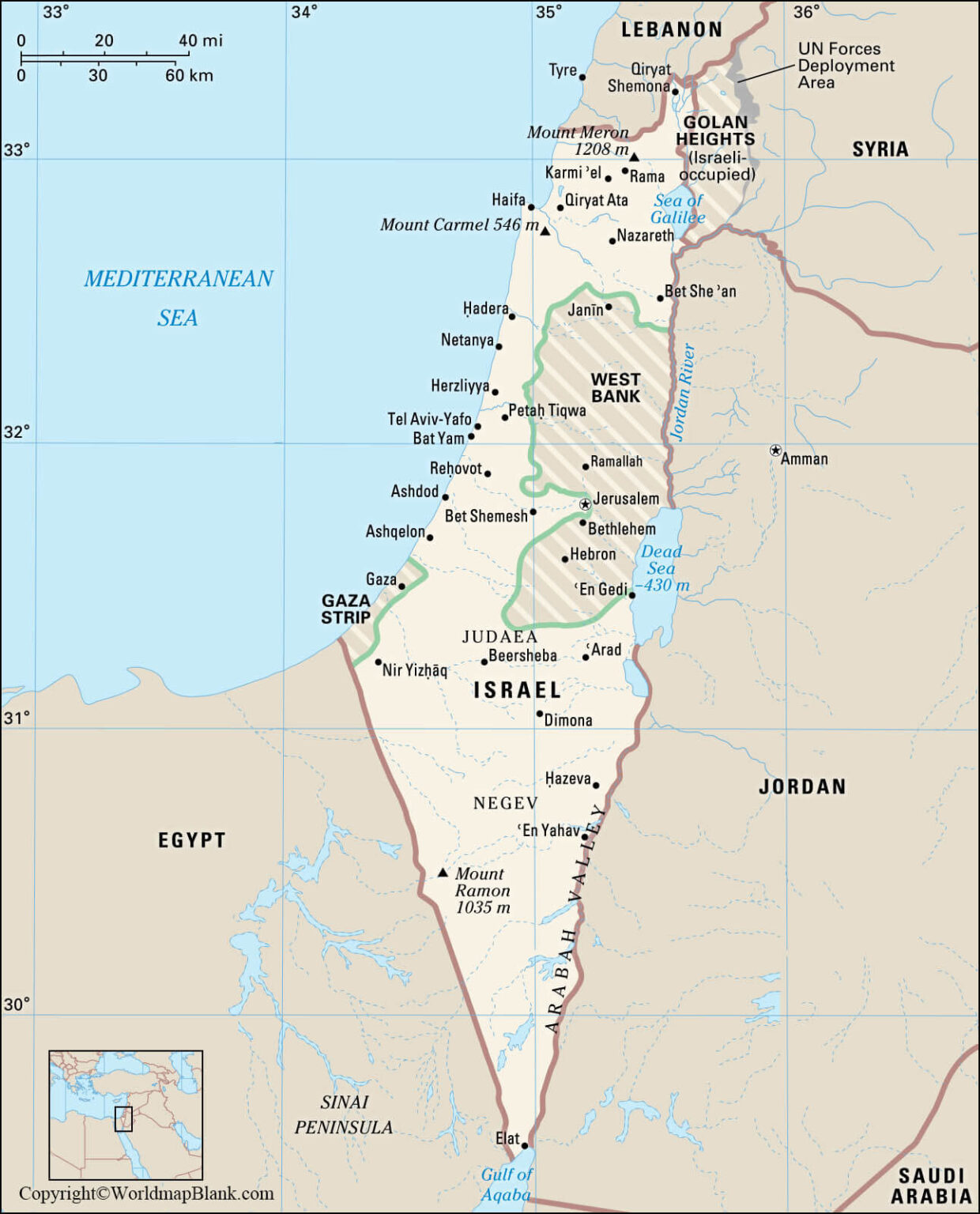 Labeled Map Of Israel With States 1240x1536 
