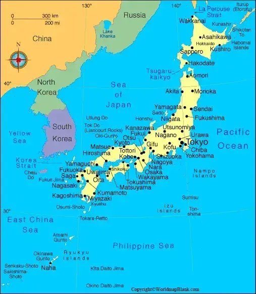 Labeled Map of Japan