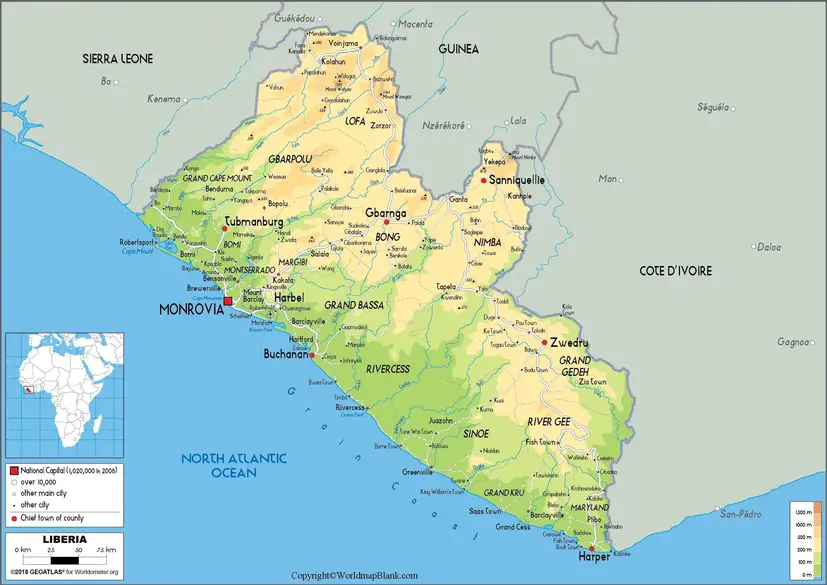 Labeled Map of Liberia