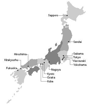Labeled Japan Map with States