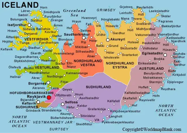 Labeled Map of Iceland