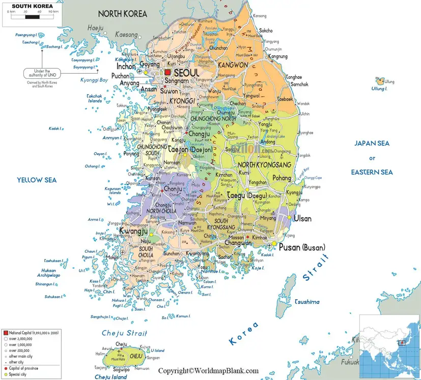 Labeled Map of Korea