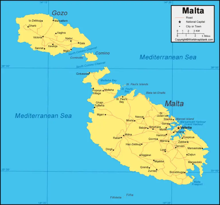 Labeled Map Of Malta World Map Blank And Printable Images And Photos