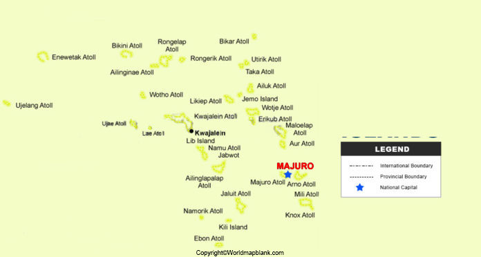 Labeled Marshall Islands Map with Capital