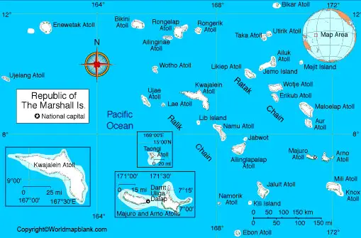Labeled Map of Marshall Islands with States