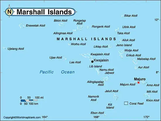 Labeled Map of Marshall Islands