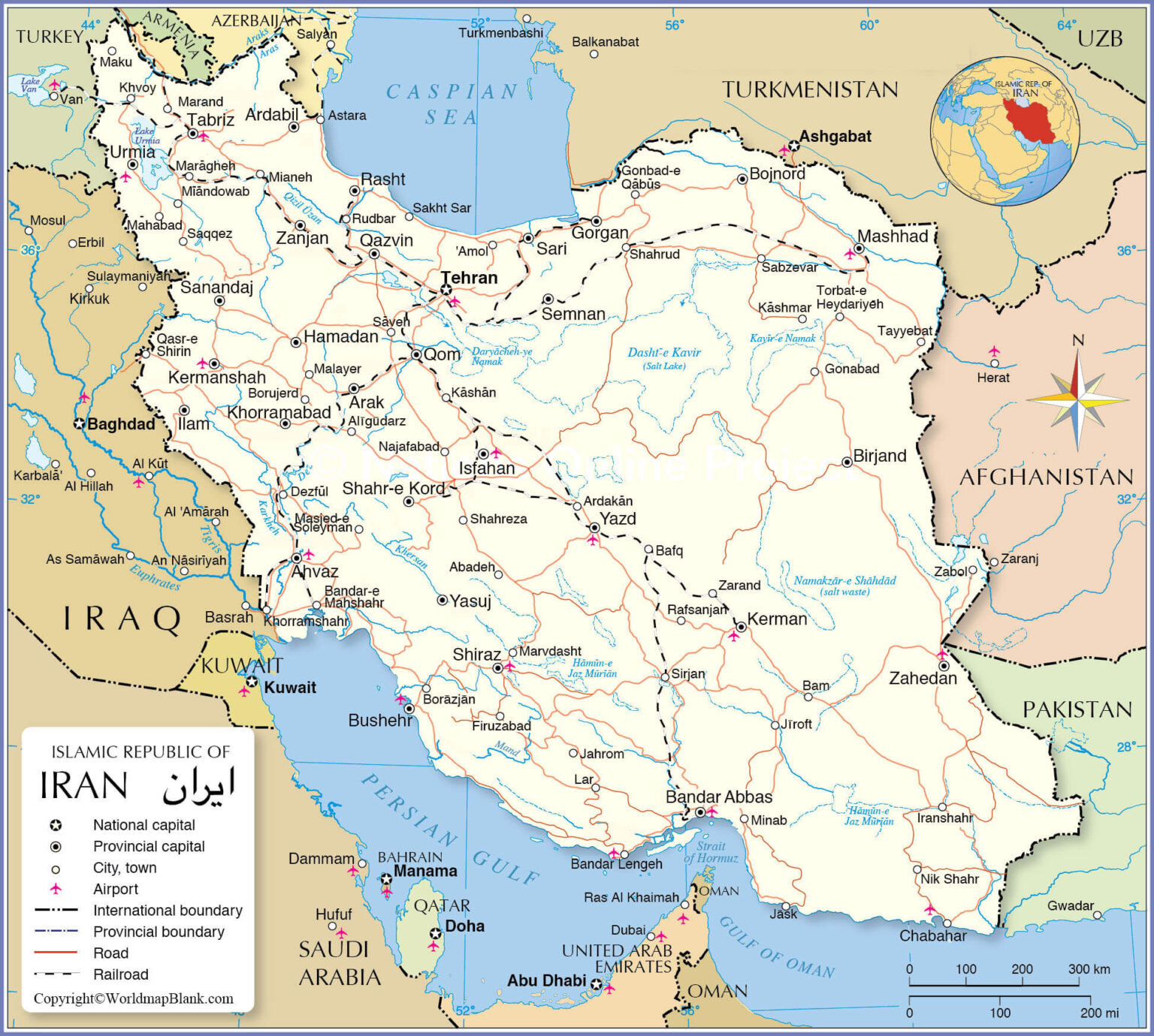 Labeled Map Of Iran 1536x1380 