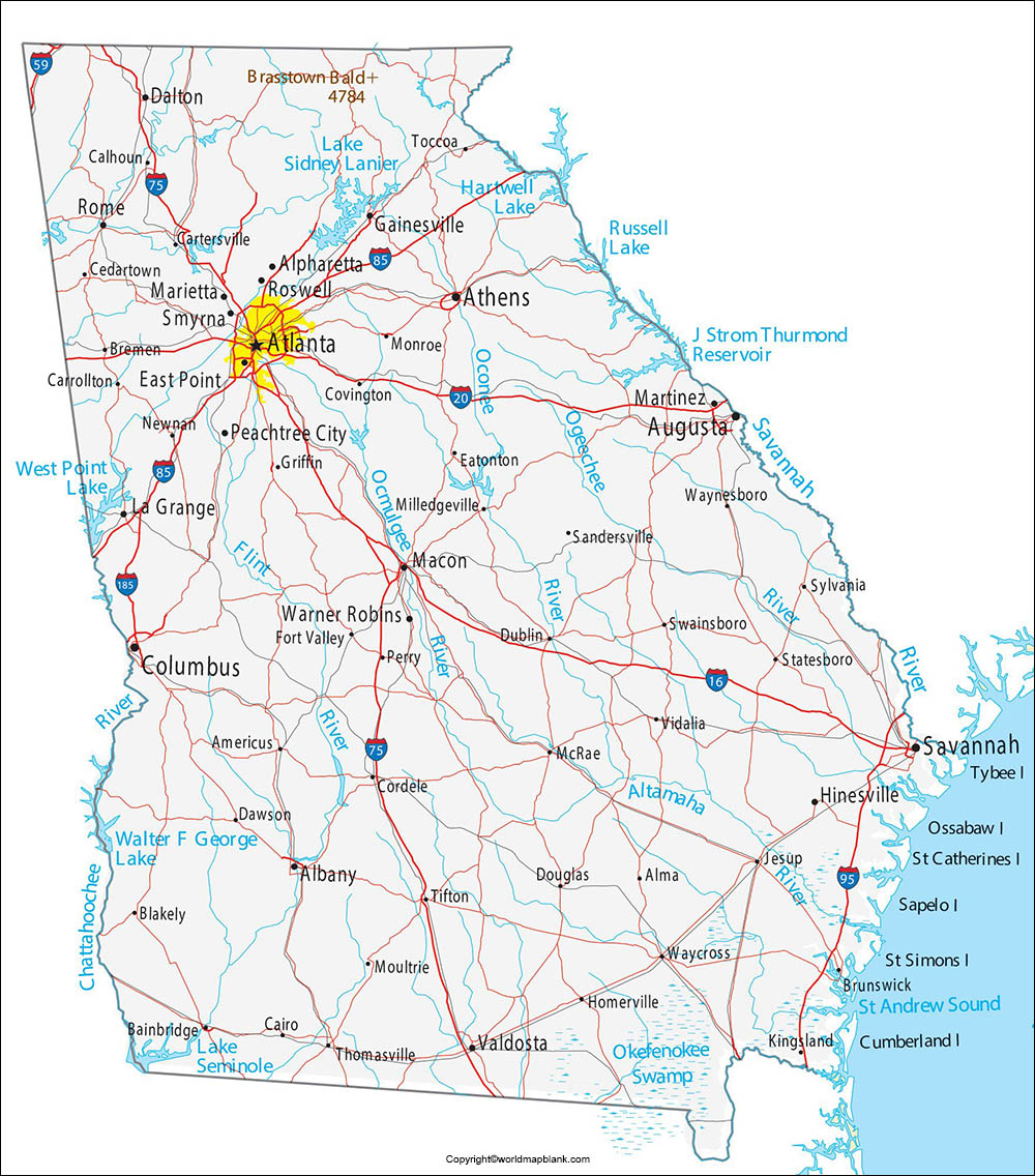 Printable Map Of Georgia