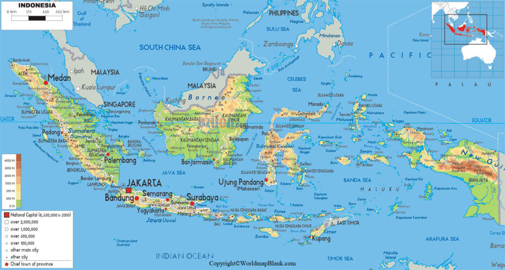 Labeled Map  of Indonesia  with States  World Map  Blank and 