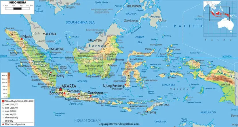 Labeled Map of Indonesia