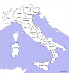 Labeled Map Of Italy With States Capital Cities FREE Map Of Italy 285x300 
