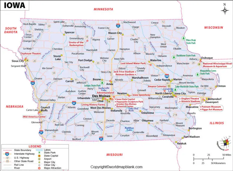 Iowa Map With Cities And Towns Map 7578