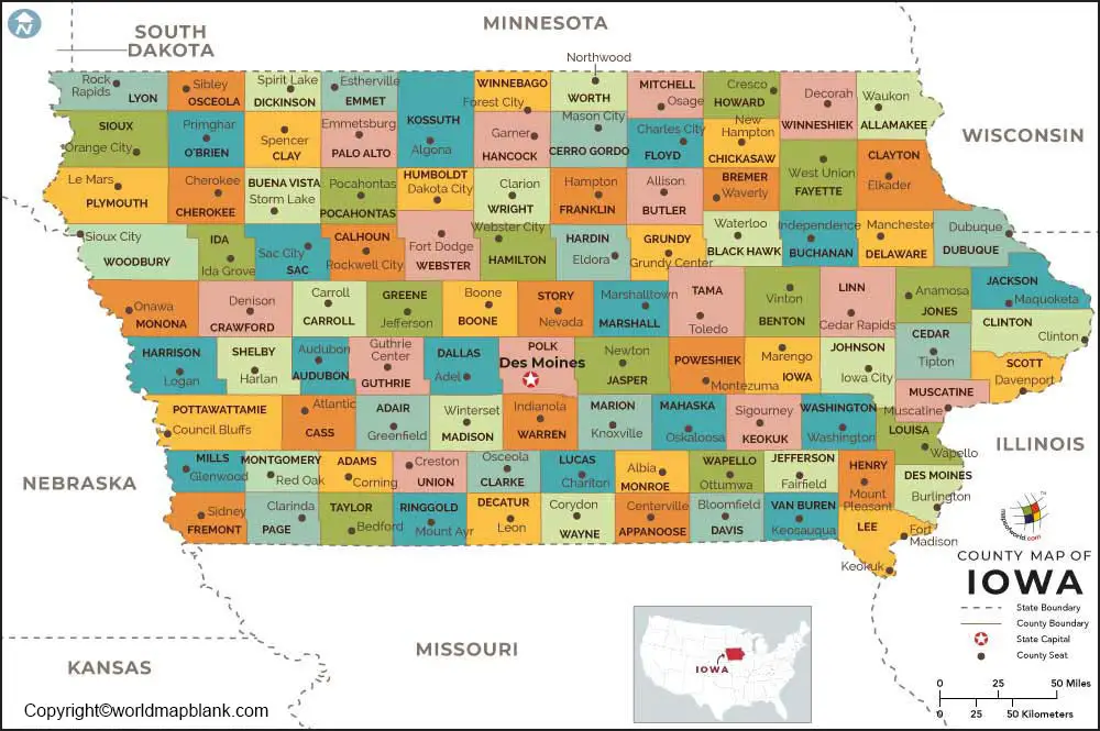 Printable Maps Of Iowa