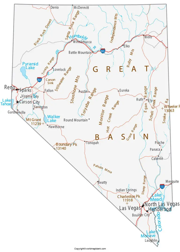 Labeled Map of Nevada with Cities World Map Blank and