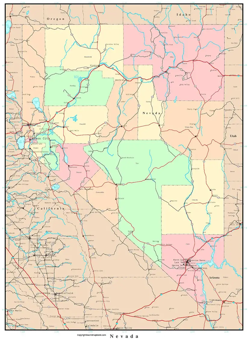 Labeled Map of Nevada