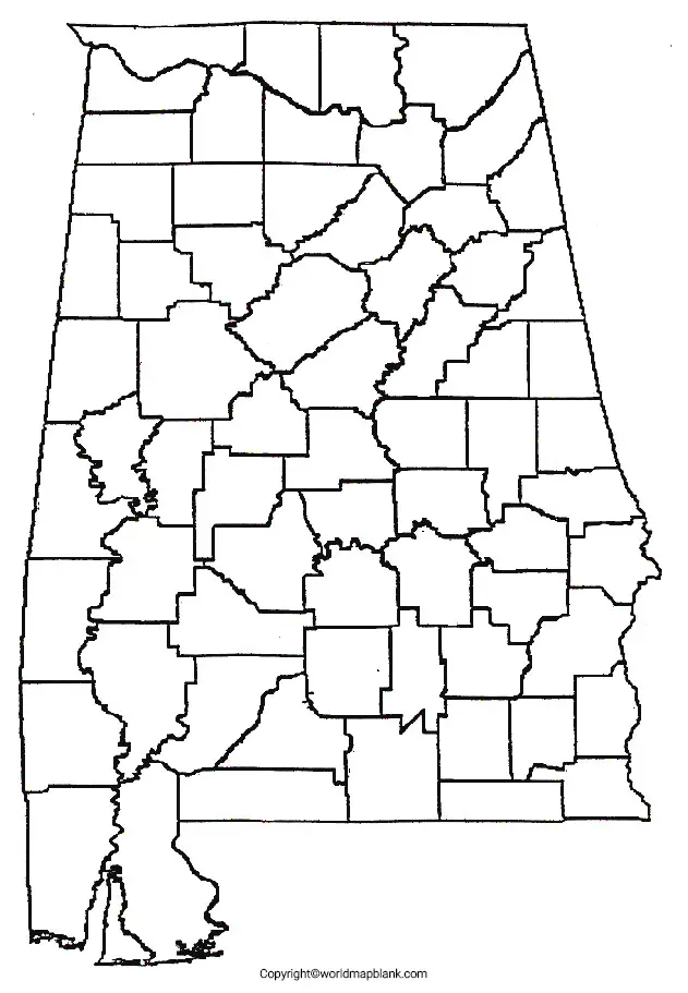 Map of Alabama for Practice Worksheet 