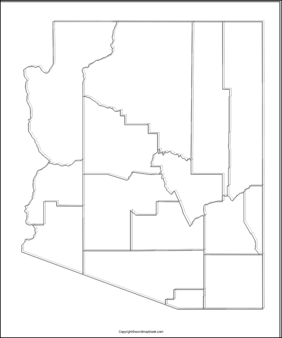 Printable Blank Map Of Arizona Outline Transparent PNG Map