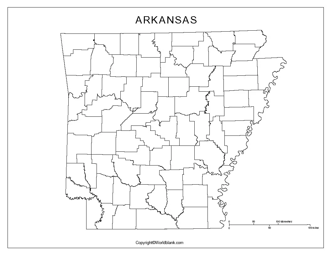 Printable Map of Arkansas