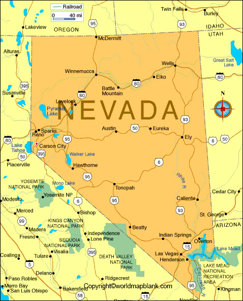 Labeled Map Of Nevada With Capital World Map Blank And Printable