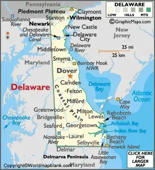 Labeled Map of Delaware