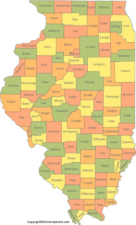Labeled Map of Illinois Printable