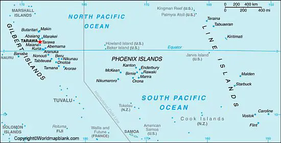 Labeled Kiribati Map with Capital