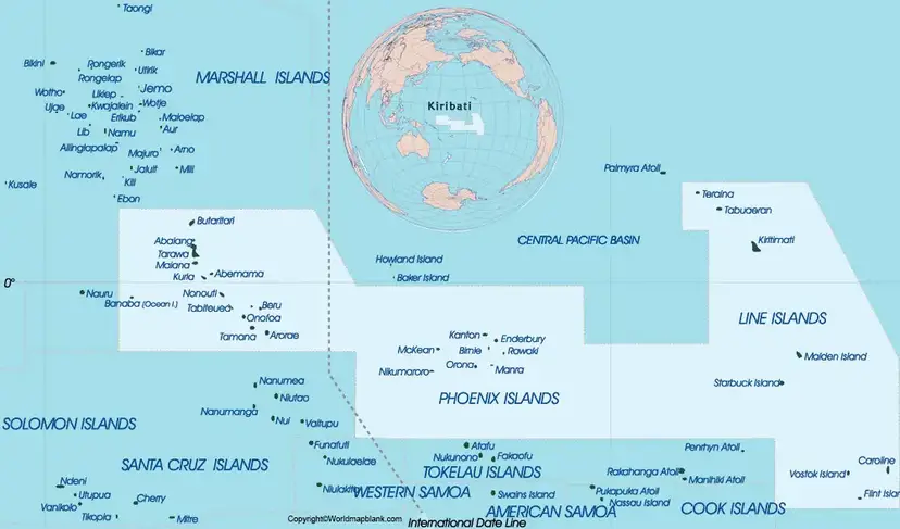 Labeled Map of Kiribati with States