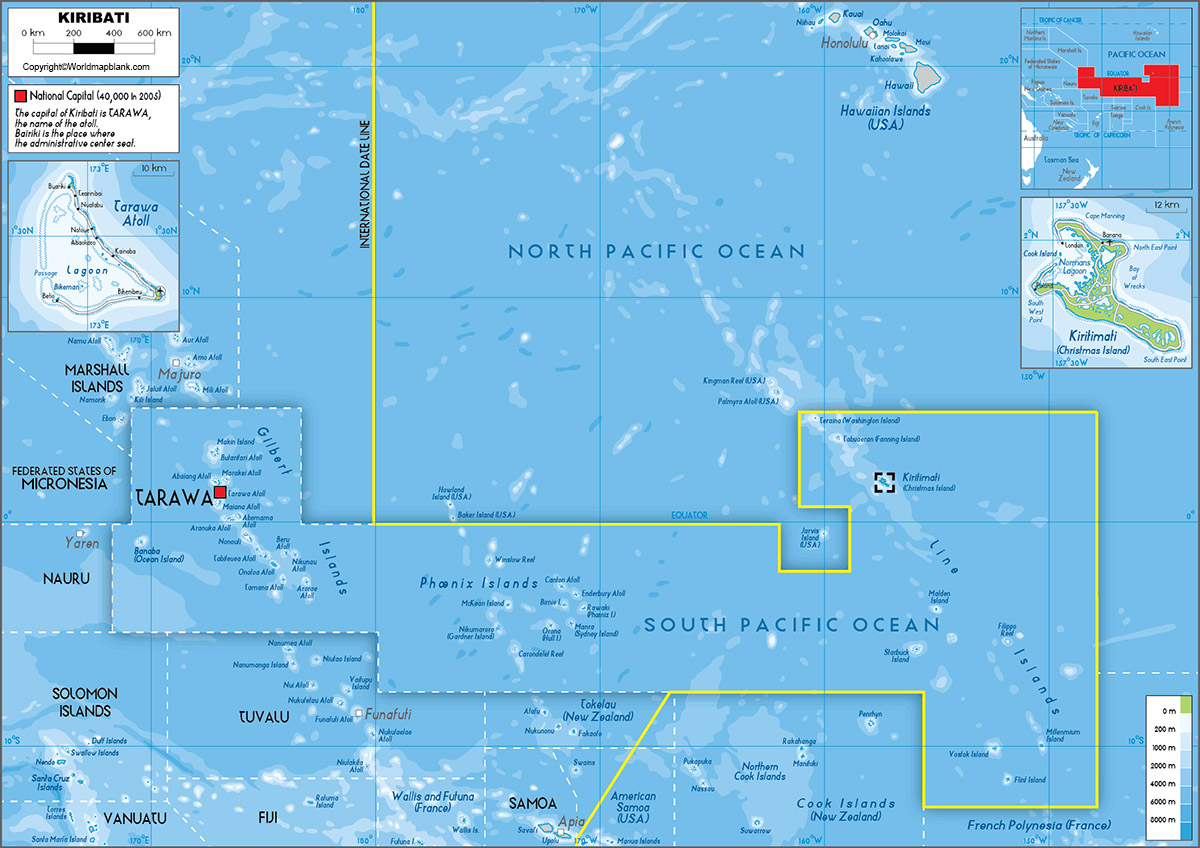 Labeled Map of Kiribati