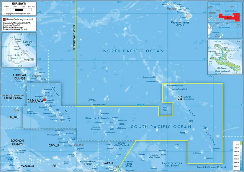 Labeled Map of Kiribati
