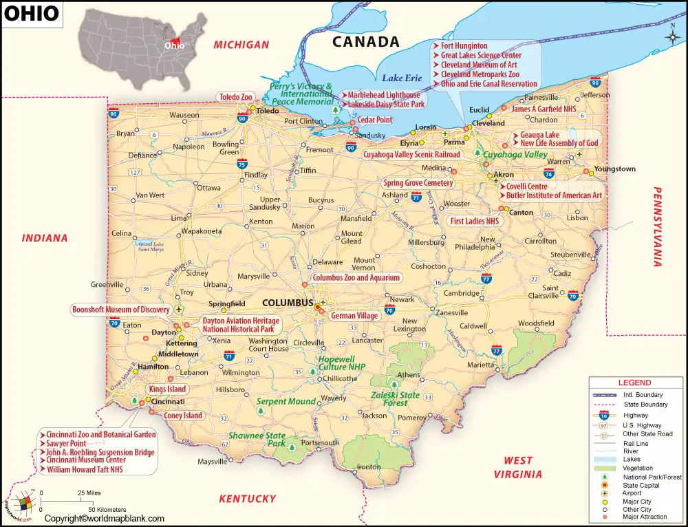 Labeled Map of Ohio