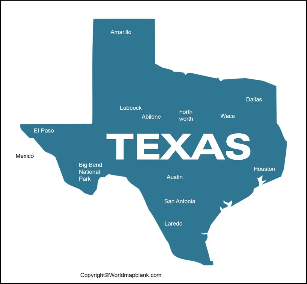 Labeled Map of Texas