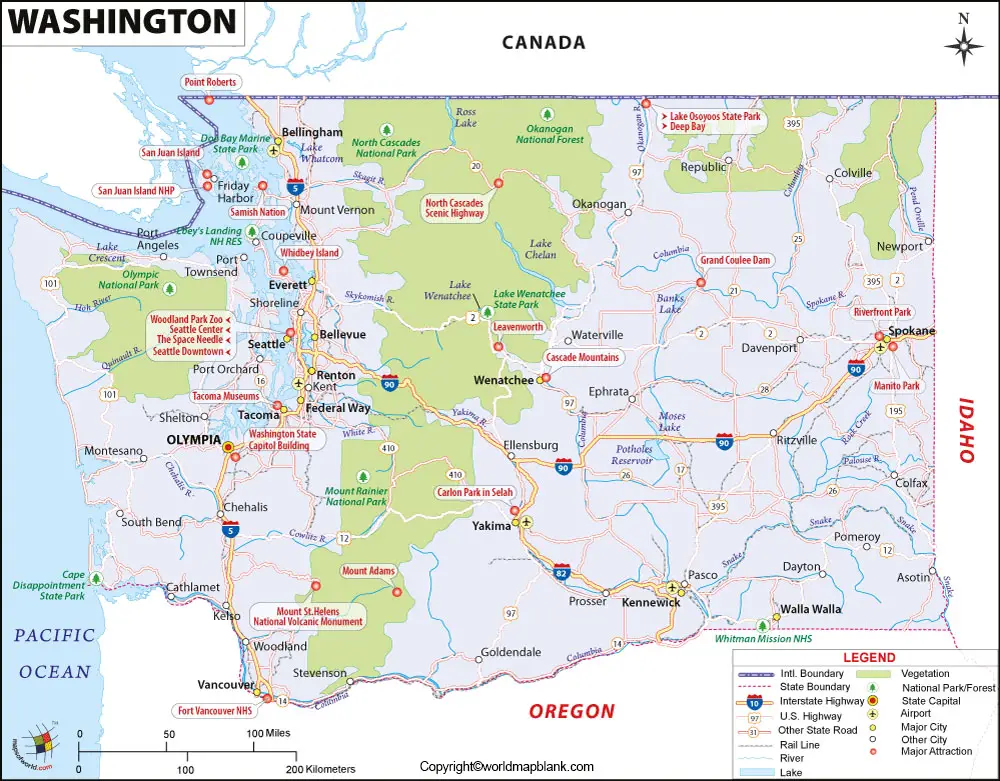 Labeled Map of Washington