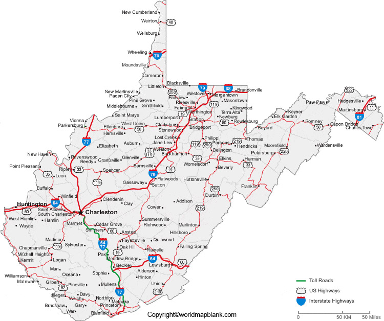 Labeled Map Of West Virginia With Cities World Map Blank And Printable